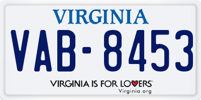 VA license plate VAB8453