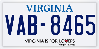 VA license plate VAB8465