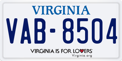 VA license plate VAB8504