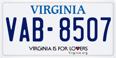 VA license plate VAB8507