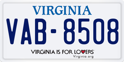 VA license plate VAB8508