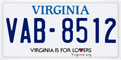 VA license plate VAB8512