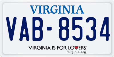 VA license plate VAB8534