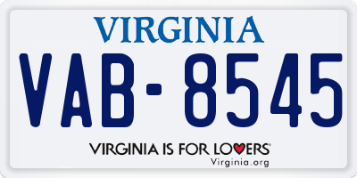VA license plate VAB8545
