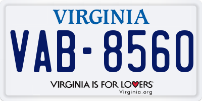 VA license plate VAB8560