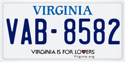 VA license plate VAB8582