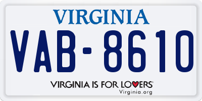 VA license plate VAB8610