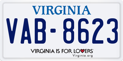 VA license plate VAB8623