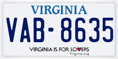 VA license plate VAB8635