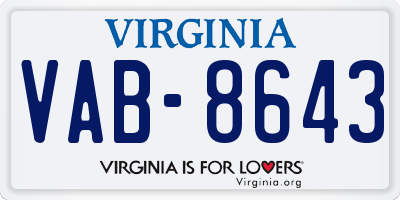 VA license plate VAB8643