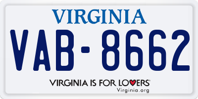 VA license plate VAB8662