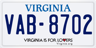 VA license plate VAB8702