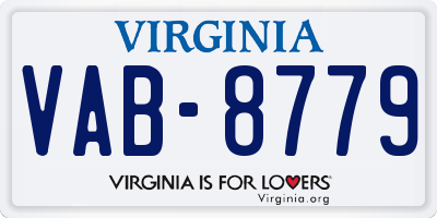 VA license plate VAB8779