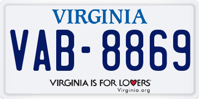 VA license plate VAB8869