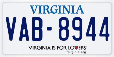 VA license plate VAB8944