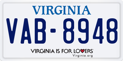 VA license plate VAB8948