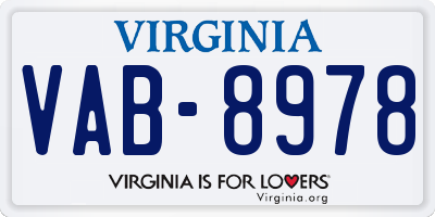 VA license plate VAB8978