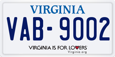 VA license plate VAB9002