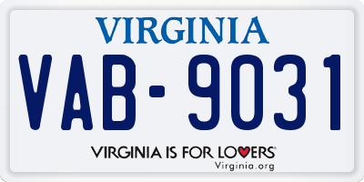 VA license plate VAB9031