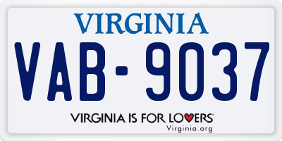 VA license plate VAB9037