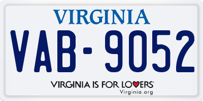 VA license plate VAB9052