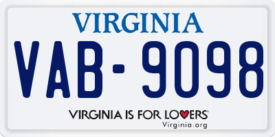 VA license plate VAB9098