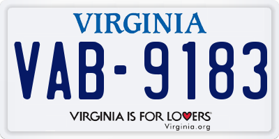 VA license plate VAB9183