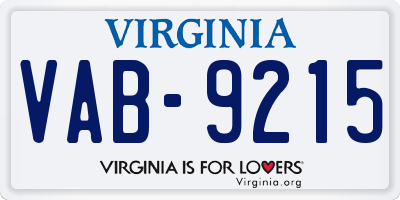 VA license plate VAB9215