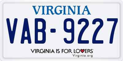 VA license plate VAB9227