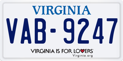 VA license plate VAB9247