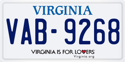 VA license plate VAB9268