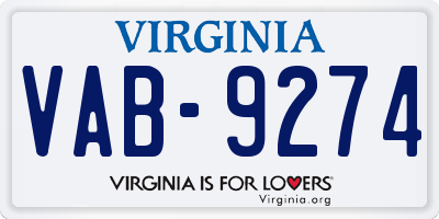 VA license plate VAB9274