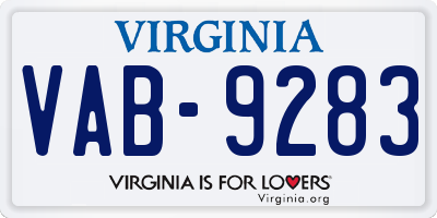 VA license plate VAB9283