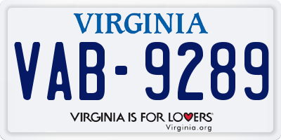 VA license plate VAB9289