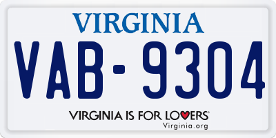 VA license plate VAB9304