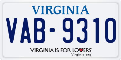 VA license plate VAB9310