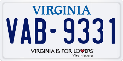 VA license plate VAB9331