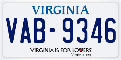 VA license plate VAB9346