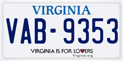 VA license plate VAB9353