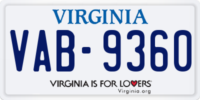 VA license plate VAB9360