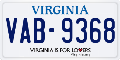 VA license plate VAB9368