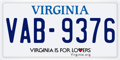 VA license plate VAB9376