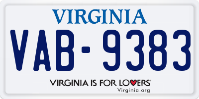 VA license plate VAB9383