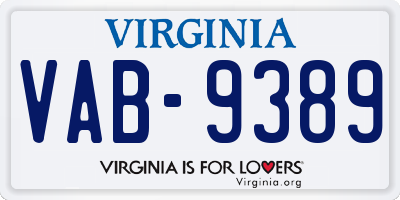 VA license plate VAB9389