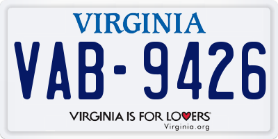 VA license plate VAB9426