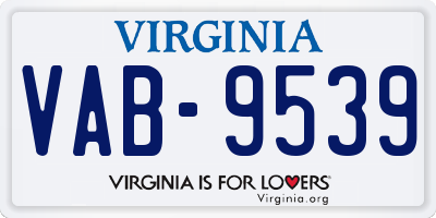 VA license plate VAB9539