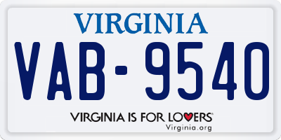 VA license plate VAB9540