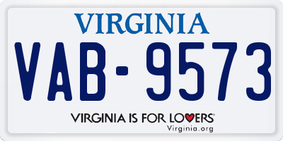 VA license plate VAB9573