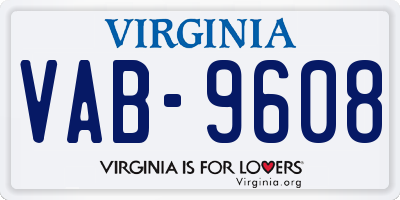 VA license plate VAB9608