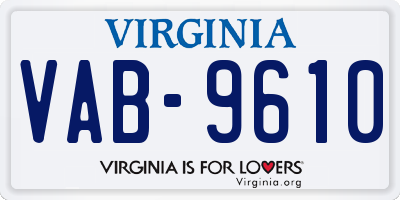 VA license plate VAB9610